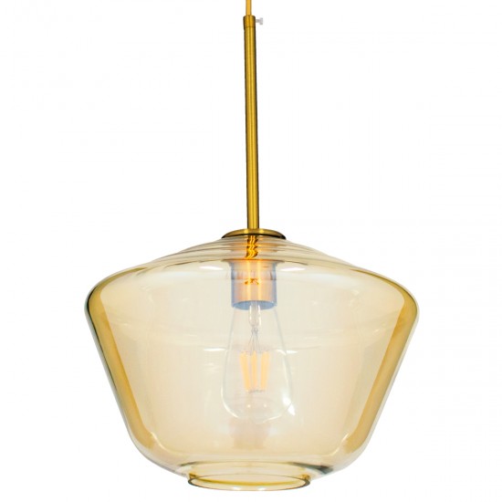 GLOBOSTAR® AMARIS 00870 Μοντέρνο Κρεμαστό Φωτιστικό Οροφής με Ντουί 1 x E27 AC 220-240V IP20 - Χρυσό & Μελί - Μ30 x Π30 x Y22cm