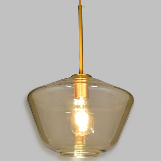 GLOBOSTAR® AMARIS 00870 Μοντέρνο Κρεμαστό Φωτιστικό Οροφής με Ντουί 1 x E27 AC 220-240V IP20 - Χρυσό & Μελί - Μ30 x Π30 x Y22cm