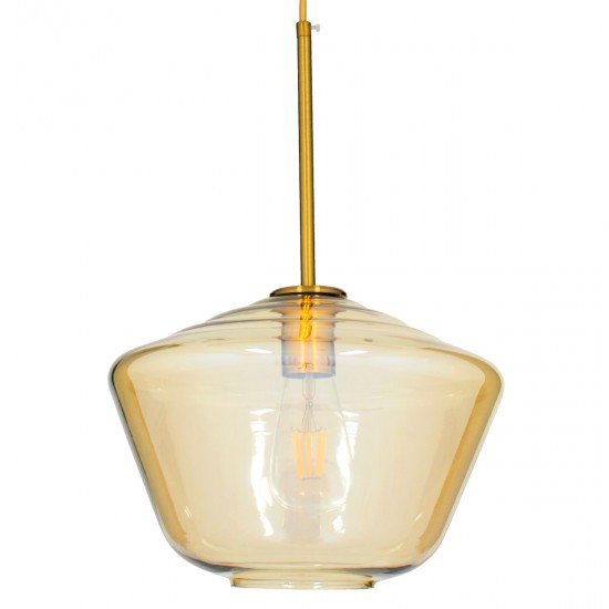 GLOBOSTAR® AMARIS 00870 Μοντέρνο Κρεμαστό Φωτιστικό Οροφής με Ντουί 1 x E27 AC 220-240V IP20 - Χρυσό & Μελί - Μ30 x Π30 x Y22cm