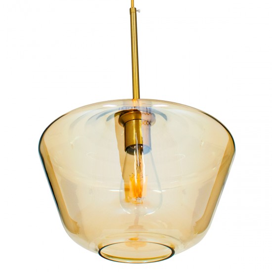 GLOBOSTAR® AMARIS 00870 Μοντέρνο Κρεμαστό Φωτιστικό Οροφής με Ντουί 1 x E27 AC 220-240V IP20 - Χρυσό & Μελί - Μ30 x Π30 x Y22cm