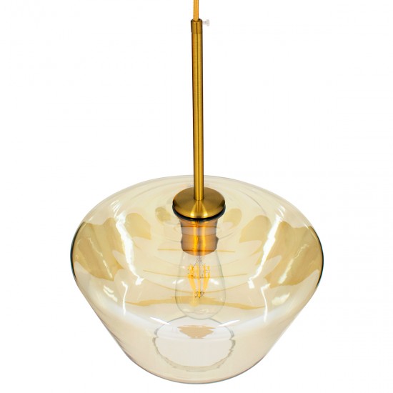 GLOBOSTAR® AMARIS 00870 Μοντέρνο Κρεμαστό Φωτιστικό Οροφής με Ντουί 1 x E27 AC 220-240V IP20 - Χρυσό & Μελί - Μ30 x Π30 x Y22cm