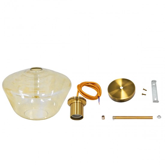 GLOBOSTAR® AMARIS 00870 Μοντέρνο Κρεμαστό Φωτιστικό Οροφής με Ντουί 1 x E27 AC 220-240V IP20 - Χρυσό & Μελί - Μ30 x Π30 x Y22cm