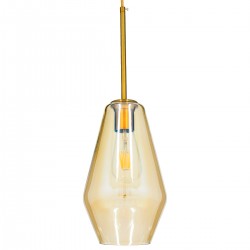 GLOBOSTAR® AMARIS 00871 Μοντέρνο Κρεμαστό Φωτιστικό Οροφής με Ντουί 1 x E27 AC 220-240V IP20 - Χρυσό & Μελί - Μ17 x Π17 x Υ30cm