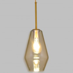 GLOBOSTAR® AMARIS 00871 Μοντέρνο Κρεμαστό Φωτιστικό Οροφής με Ντουί 1 x E27 AC 220-240V IP20 - Χρυσό & Μελί - Μ17 x Π17 x Υ30cm