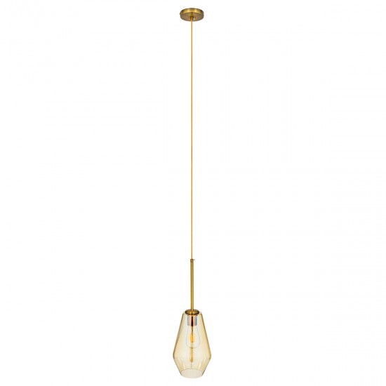 GLOBOSTAR® AMARIS 00871 Μοντέρνο Κρεμαστό Φωτιστικό Οροφής με Ντουί 1 x E27 AC 220-240V IP20 - Χρυσό & Μελί - Μ17 x Π17 x Υ30cm