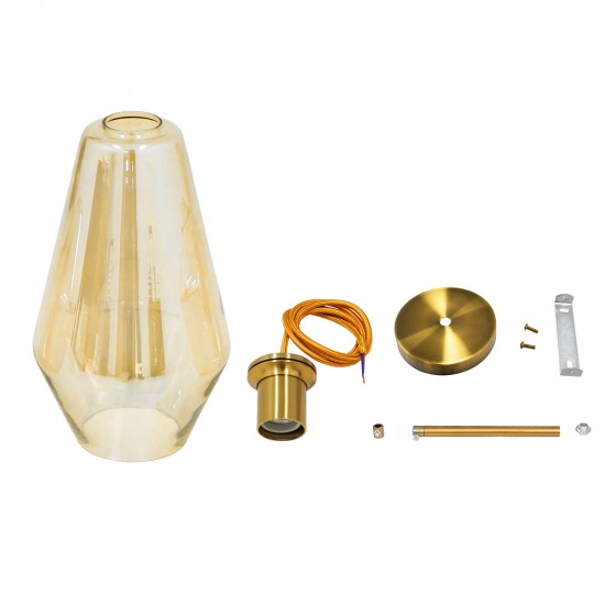 GLOBOSTAR® AMARIS 00871 Μοντέρνο Κρεμαστό Φωτιστικό Οροφής με Ντουί 1 x E27 AC 220-240V IP20 - Χρυσό & Μελί - Μ17 x Π17 x Υ30cm