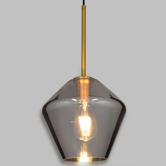 GLOBOSTAR® AMARIS 00872 Μοντέρνο Κρεμαστό Φωτιστικό Οροφής με Ντουί 1 x E27 AC 220-240V IP20 - Χρυσό & Μαύρο Φιμέ - Μ22 x Π22 x Y22cm