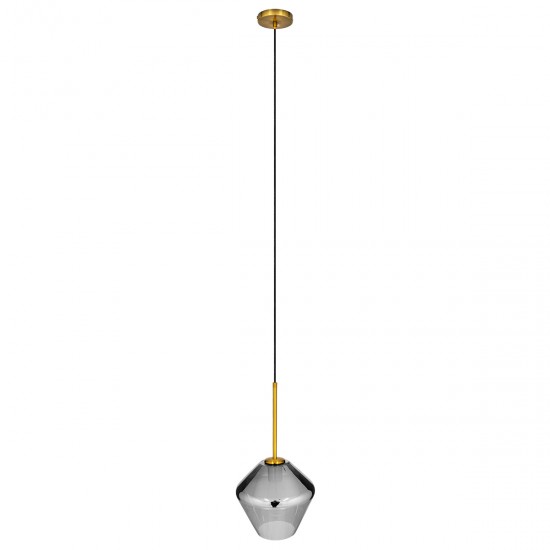 GLOBOSTAR® AMARIS 00872 Μοντέρνο Κρεμαστό Φωτιστικό Οροφής με Ντουί 1 x E27 AC 220-240V IP20 - Χρυσό & Μαύρο Φιμέ - Μ22 x Π22 x Y22cm
