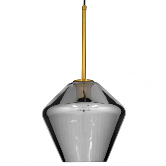 GLOBOSTAR® AMARIS 00872 Μοντέρνο Κρεμαστό Φωτιστικό Οροφής με Ντουί 1 x E27 AC 220-240V IP20 - Χρυσό & Μαύρο Φιμέ - Μ22 x Π22 x Y22cm