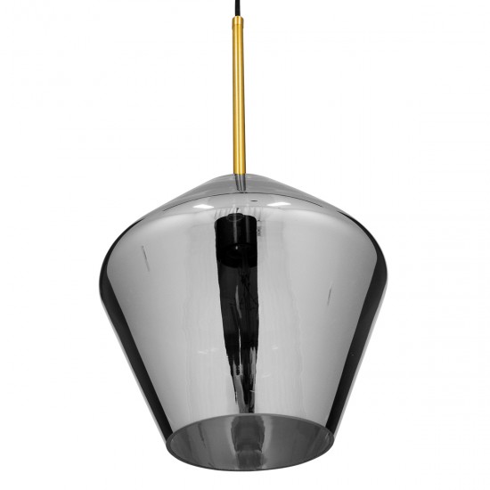 GLOBOSTAR® AMARIS 00872 Μοντέρνο Κρεμαστό Φωτιστικό Οροφής με Ντουί 1 x E27 AC 220-240V IP20 - Χρυσό & Μαύρο Φιμέ - Μ22 x Π22 x Y22cm