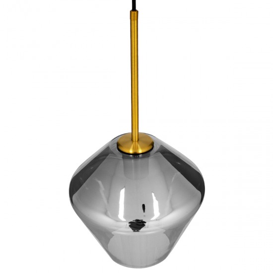 GLOBOSTAR® AMARIS 00872 Μοντέρνο Κρεμαστό Φωτιστικό Οροφής με Ντουί 1 x E27 AC 220-240V IP20 - Χρυσό & Μαύρο Φιμέ - Μ22 x Π22 x Y22cm