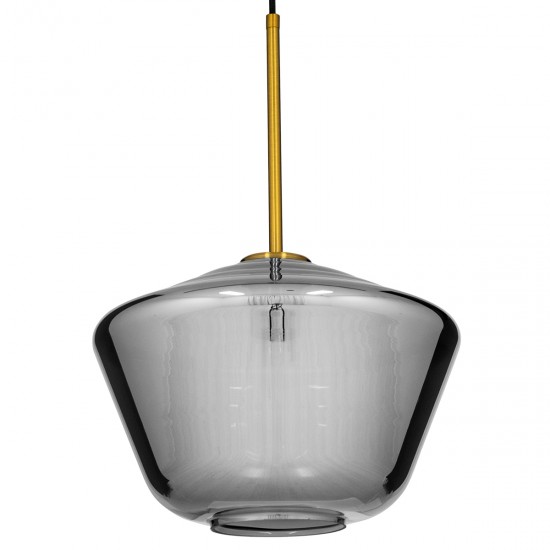 GLOBOSTAR® AMARIS 00873 Μοντέρνο Κρεμαστό Φωτιστικό Οροφής με Ντουί 1 x E27 AC 220-240V IP20 - Χρυσό & Μαύρο Φιμέ - Μ30 x Π30 x Y22cm