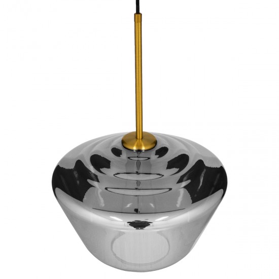 GLOBOSTAR® AMARIS 00873 Μοντέρνο Κρεμαστό Φωτιστικό Οροφής με Ντουί 1 x E27 AC 220-240V IP20 - Χρυσό & Μαύρο Φιμέ - Μ30 x Π30 x Y22cm