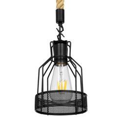 GLOBOSTAR® MASON 00881 Vintage Κρεμαστό Φωτιστικό Οροφής με Ντουί 1 x E27 AC 220-240V IP20 - Μαύρο & Μπεζ - Μ15 x Π15 x Υ24cm