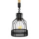 GLOBOSTAR® MASON 00881 Vintage Κρεμαστό Φωτιστικό Οροφής με Ντουί 1 x E27 AC 220-240V IP20 - Μαύρο & Μπεζ - Μ15 x Π15 x Υ24cm