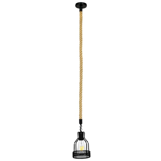 GLOBOSTAR® MASON 00881 Vintage Κρεμαστό Φωτιστικό Οροφής με Ντουί 1 x E27 AC 220-240V IP20 - Μαύρο & Μπεζ - Μ15 x Π15 x Υ24cm