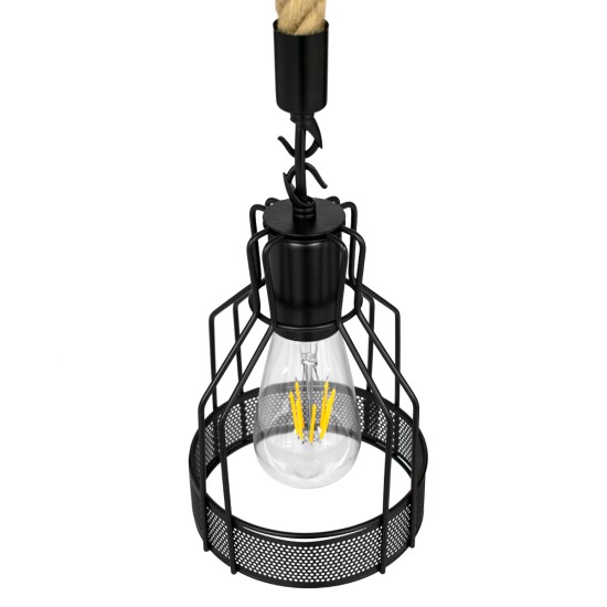 GLOBOSTAR® MASON 00881 Vintage Κρεμαστό Φωτιστικό Οροφής με Ντουί 1 x E27 AC 220-240V IP20 - Μαύρο & Μπεζ - Μ15 x Π15 x Υ24cm
