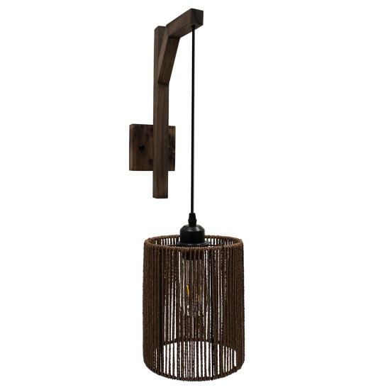 GLOBOSTAR® CASTI 00887 Boho Φωτιστικό Τοίχου - Απλίκα με Ντουί 1 x E27 AC 220-240V IP20 - Καφέ - Μ18 x Π30 x Υ75cm