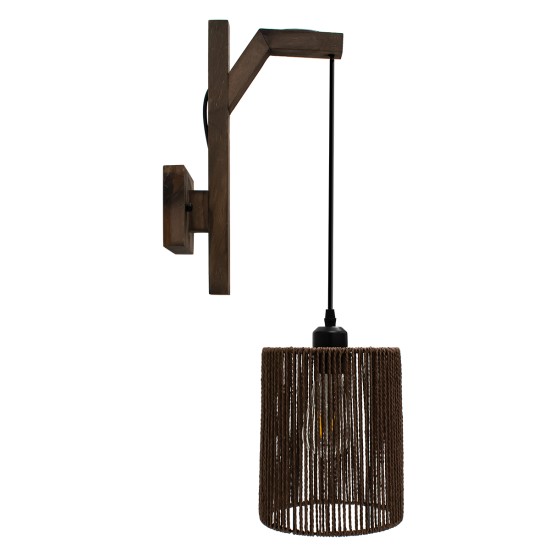 GLOBOSTAR® CASTI 00887 Boho Φωτιστικό Τοίχου - Απλίκα με Ντουί 1 x E27 AC 220-240V IP20 - Καφέ - Μ18 x Π30 x Υ75cm