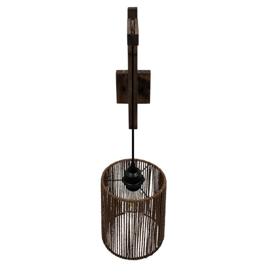 GLOBOSTAR® CASTI 00887 Boho Φωτιστικό Τοίχου - Απλίκα με Ντουί 1 x E27 AC 220-240V IP20 - Καφέ - Μ18 x Π30 x Υ75cm