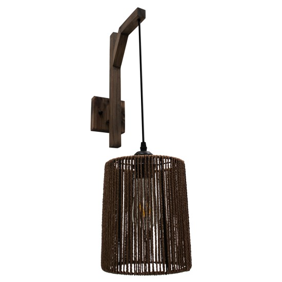GLOBOSTAR® CASTI 00887 Boho Φωτιστικό Τοίχου - Απλίκα με Ντουί 1 x E27 AC 220-240V IP20 - Καφέ - Μ18 x Π30 x Υ75cm