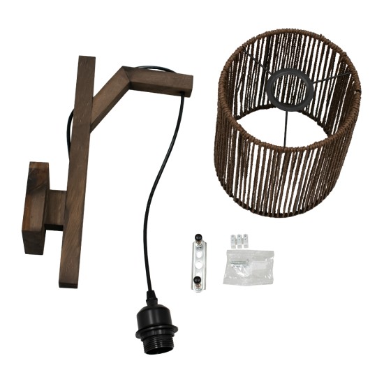GLOBOSTAR® CASTI 00887 Boho Φωτιστικό Τοίχου - Απλίκα με Ντουί 1 x E27 AC 220-240V IP20 - Καφέ - Μ18 x Π30 x Υ75cm