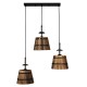 GLOBOSTAR® CEBU 00889 Vintage Κρεμαστό Φωτιστικό Οροφής με Ντουί 3 x E27 AC 220-240V IP20 - Καφέ & Μαύρο - Μ55.5 x Π18.5 x Y210cm