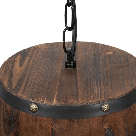 GLOBOSTAR® BARREL 00890 Vintage Κρεμαστό Φωτιστικό Οροφής με Ντουί 1 x E27 AC 220-240V IP20 - Kαφέ - Μ24 x Π24 x Υ30cm GLOBOSTAR® BARREL 00890 Vintage Κρεμαστό Φωτιστικό Οροφής με Ντουί 1 x E27 AC 220-240V IP20 - Kαφέ - Μ24 x Π24 x Υ30cm