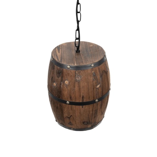 GLOBOSTAR® BARREL 00890 Vintage Κρεμαστό Φωτιστικό Οροφής με Ντουί 1 x E27 AC 220-240V IP20 - Kαφέ - Μ24 x Π24 x Υ30cm GLOBOSTAR® BARREL 00890 Vintage Κρεμαστό Φωτιστικό Οροφής με Ντουί 1 x E27 AC 220-240V IP20 - Kαφέ - Μ24 x Π24 x Υ30cm