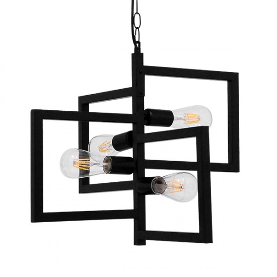 GLOBOSTAR® LOOP 00904 Μοντέρνο Κρεμαστό Φωτιστικό Οροφής με Ντουί 4 x E27 AC 220-240V IP20 - Μαύρο - Μ52 x Π52 x Υ42cm GLOBOSTAR® LOOP 00904 Μοντέρνο Κρεμαστό Φωτιστικό Οροφής με Ντουί 4 x E27 AC 220-240V IP20 - Μαύρο - Μ52 x Π52 x Υ42cm