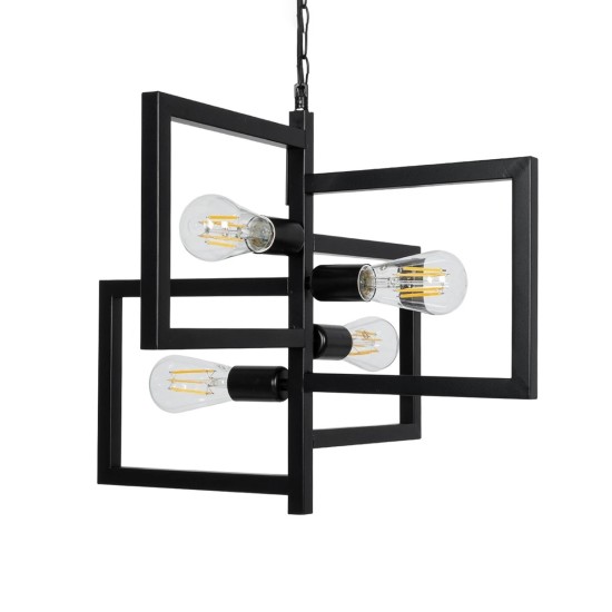 GLOBOSTAR® LOOP 00904 Μοντέρνο Κρεμαστό Φωτιστικό Οροφής με Ντουί 4 x E27 AC 220-240V IP20 - Μαύρο - Μ52 x Π52 x Υ45cm GLOBOSTAR® LOOP 00904 Μοντέρνο Κρεμαστό Φωτιστικό Οροφής με Ντουί 4 x E27 AC 220-240V IP20 - Μαύρο - Μ52 x Π52 x Υ45cm
