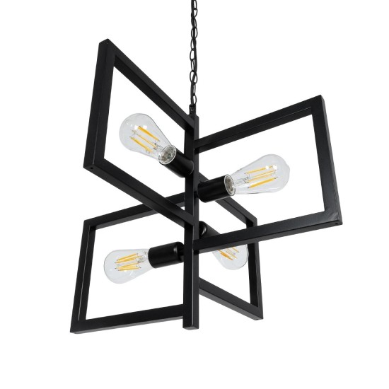 GLOBOSTAR® LOOP 00904 Μοντέρνο Κρεμαστό Φωτιστικό Οροφής με Ντουί 4 x E27 AC 220-240V IP20 - Μαύρο - Μ52 x Π52 x Υ45cm GLOBOSTAR® LOOP 00904 Μοντέρνο Κρεμαστό Φωτιστικό Οροφής με Ντουί 4 x E27 AC 220-240V IP20 - Μαύρο - Μ52 x Π52 x Υ45cm
