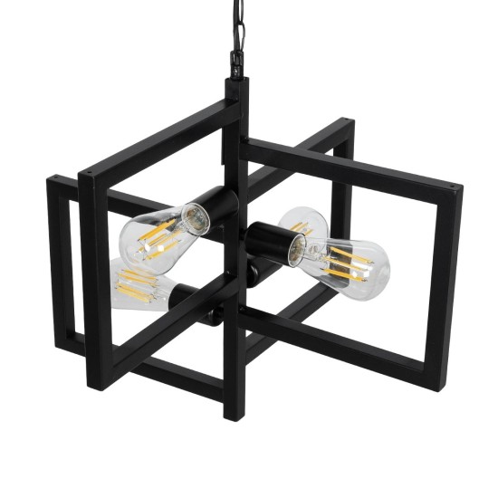 GLOBOSTAR® LOOP 00904 Μοντέρνο Κρεμαστό Φωτιστικό Οροφής με Ντουί 4 x E27 AC 220-240V IP20 - Μαύρο - Μ52 x Π52 x Υ45cm GLOBOSTAR® LOOP 00904 Μοντέρνο Κρεμαστό Φωτιστικό Οροφής με Ντουί 4 x E27 AC 220-240V IP20 - Μαύρο - Μ52 x Π52 x Υ45cm