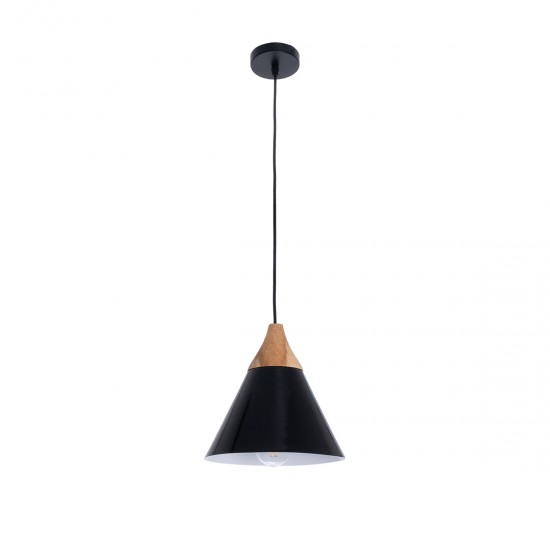 GLOBOSTAR® SHADE 00906 Μοντέρνο Κρεμαστό Φωτιστικό Οροφής με Ντουί 1 x E27 AC 220-240V IP20 - Μαύρο & Μπεζ - Μ23 x Π23 x Υ22cm