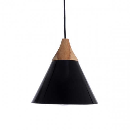 GLOBOSTAR® SHADE 00906 Μοντέρνο Κρεμαστό Φωτιστικό Οροφής με Ντουί 1 x E27 AC 220-240V IP20 - Μαύρο & Μπεζ - Μ23 x Π23 x Υ22cm