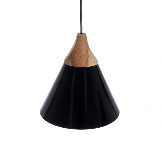 GLOBOSTAR® SHADE 00906 Μοντέρνο Κρεμαστό Φωτιστικό Οροφής με Ντουί 1 x E27 AC 220-240V IP20 - Μαύρο & Μπεζ - Μ23 x Π23 x Υ22cm
