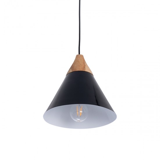 GLOBOSTAR® SHADE 00906 Μοντέρνο Κρεμαστό Φωτιστικό Οροφής με Ντουί 1 x E27 AC 220-240V IP20 - Μαύρο & Μπεζ - Μ23 x Π23 x Υ22cm