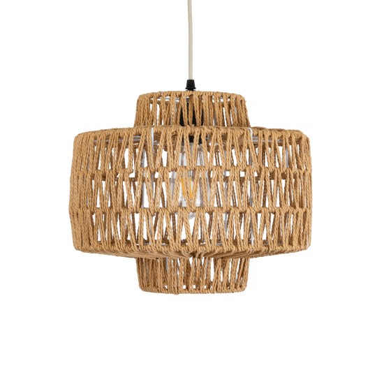 GLOBOSTAR® JENSON 00909 Boho Κρεμαστό Φωτιστικό Οροφής με Ντουί 1 x E27 AC 220-240V IP20 - Μπεζ - Μ33 x Π33 x Υ28cm
