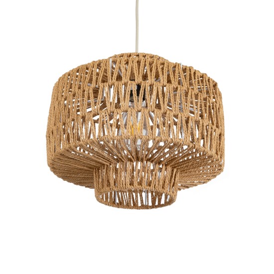 GLOBOSTAR® JENSON 00909 Boho Κρεμαστό Φωτιστικό Οροφής με Ντουί 1 x E27 AC 220-240V IP20 - Μπεζ - Μ33 x Π33 x Υ28cm