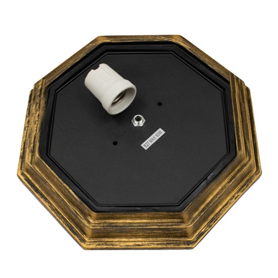 GLOBOSTAR® RUBY 00914 Vintage Φωτιστικό Οροφής με Ντουί 1 x E27 AC 220-240V IP20 - Μπρούτζινο Εφέ Σκουριάς - Μ21 x Π21 x Υ10cm