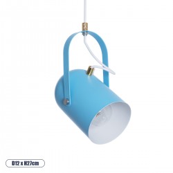 GLOBOSTAR® HAZEL 00927 Μοντέρνο Κρεμαστό Φωτιστικό Οροφής με Ντουί 1 x E27 AC 220-240V IP20 - Γαλάζιο & Χρυσό - Μ12 x Π12 x Υ27cm