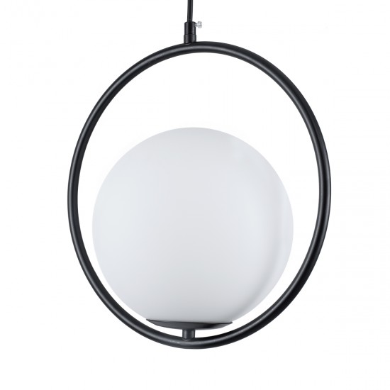 GLOBOSTAR® MADRID 00931 Μοντέρνο Κρεμαστό Φωτιστικό Οροφής με Ντουί 1 x E27 AC 220-240V IP20 - Μαύρο & Λευκό - Μ30 x Π20 x Υ30cm