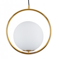 GLOBOSTAR® MADRID 00932 Μοντέρνο Κρεμαστό Φωτιστικό Οροφής με Ντουί 1 x E27 AC 220-240V IP20 - Χρυσό & Λευκό - Μ30 x Π20 x Υ30cm