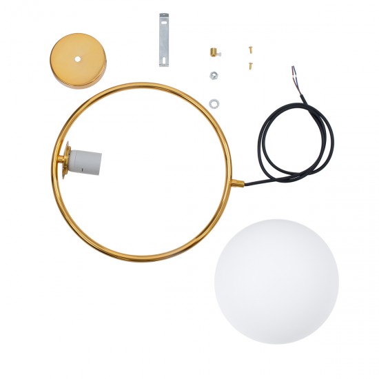 GLOBOSTAR® MADRID 00932 Μοντέρνο Κρεμαστό Φωτιστικό Οροφής με Ντουί 1 x E27 AC 220-240V IP20 - Χρυσό & Λευκό - Μ30 x Π20 x Υ30cm