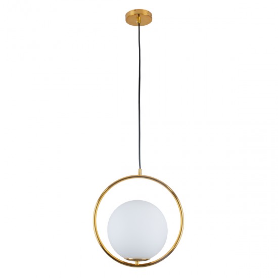 GLOBOSTAR® MADRID 00932 Μοντέρνο Κρεμαστό Φωτιστικό Οροφής με Ντουί 1 x E27 AC 220-240V IP20 - Χρυσό & Λευκό - Μ30 x Π20 x Υ30cm
