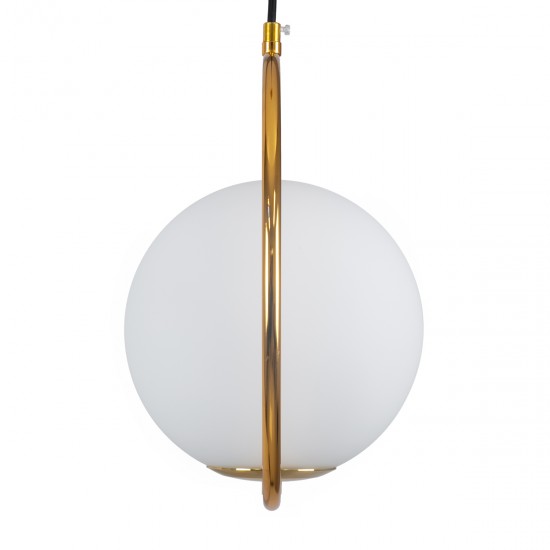 GLOBOSTAR® MADRID 00932 Μοντέρνο Κρεμαστό Φωτιστικό Οροφής με Ντουί 1 x E27 AC 220-240V IP20 - Χρυσό & Λευκό - Μ30 x Π20 x Υ30cm