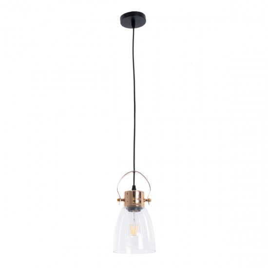 GLOBOSTAR® JAVER 00934 Vintage Κρεμαστό Φωτιστικό Οροφής με Ντουί 1 x E27 AC 220-240V IP20 - Διάφανο & Ροζ Χρυσό - Μ14.5 x Π14.5 x Υ28cm GLOBOSTAR® JAVER 00934 Vintage Κρεμαστό Φωτιστικό Οροφής με Ντουί 1 x E27 AC 220-240V IP20 - Διάφανο & Ροζ Χρυσό - Μ14.5 x Π14.5 x Υ28cm