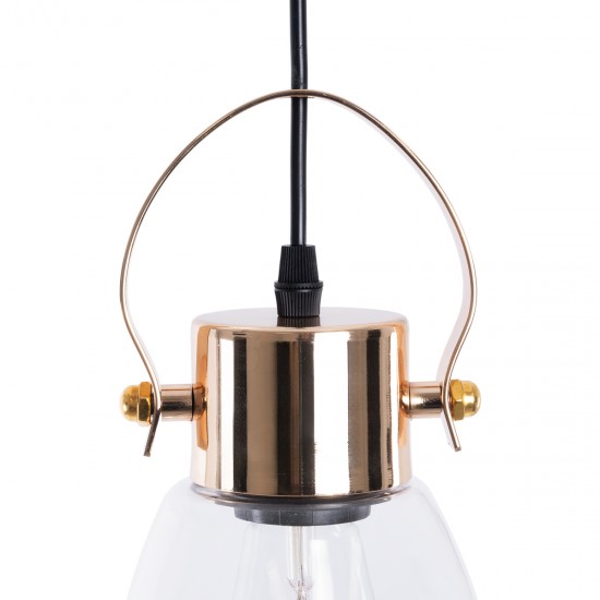GLOBOSTAR® JAVER 00934 Vintage Κρεμαστό Φωτιστικό Οροφής με Ντουί 1 x E27 AC 220-240V IP20 - Διάφανο & Ροζ Χρυσό - Μ14.5 x Π14.5 x Υ28cm GLOBOSTAR® JAVER 00934 Vintage Κρεμαστό Φωτιστικό Οροφής με Ντουί 1 x E27 AC 220-240V IP20 - Διάφανο & Ροζ Χρυσό - Μ14.5 x Π14.5 x Υ28cm
