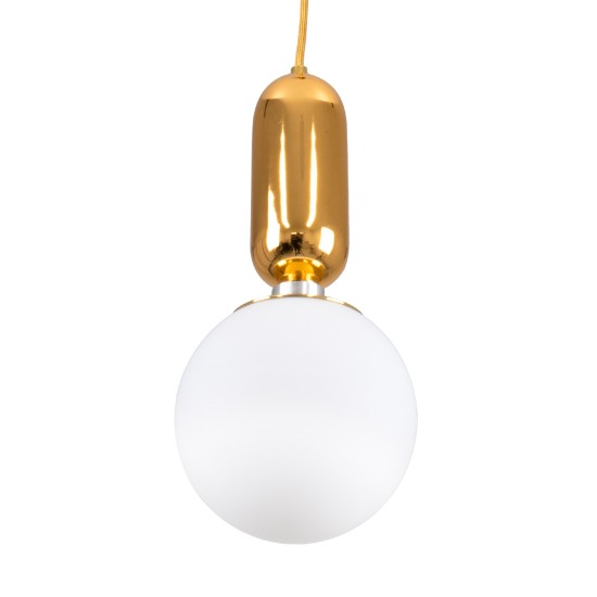 GLOBOSTAR® MAVERICK 00943 Μοντέρνο Κρεμαστό Φωτιστικό Οροφής με Ντουί 1 x E27 AC 220-240V IP20 - Χρυσό & Λευκό - Μ15 x Π15 x Υ33cm