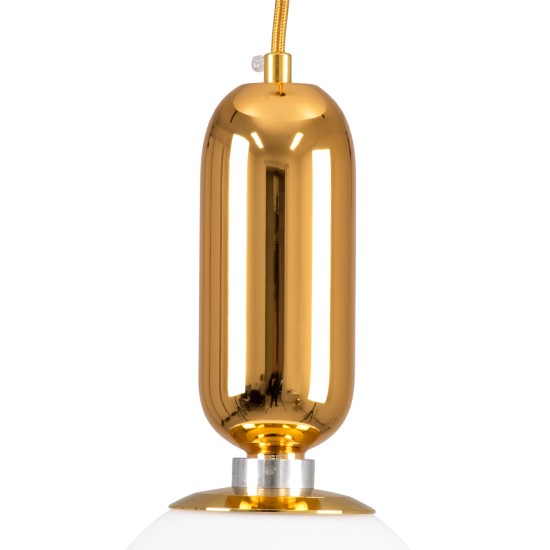 GLOBOSTAR® MAVERICK 00943 Μοντέρνο Κρεμαστό Φωτιστικό Οροφής με Ντουί 1 x E27 AC 220-240V IP20 - Χρυσό & Λευκό - Μ15 x Π15 x Υ33cm